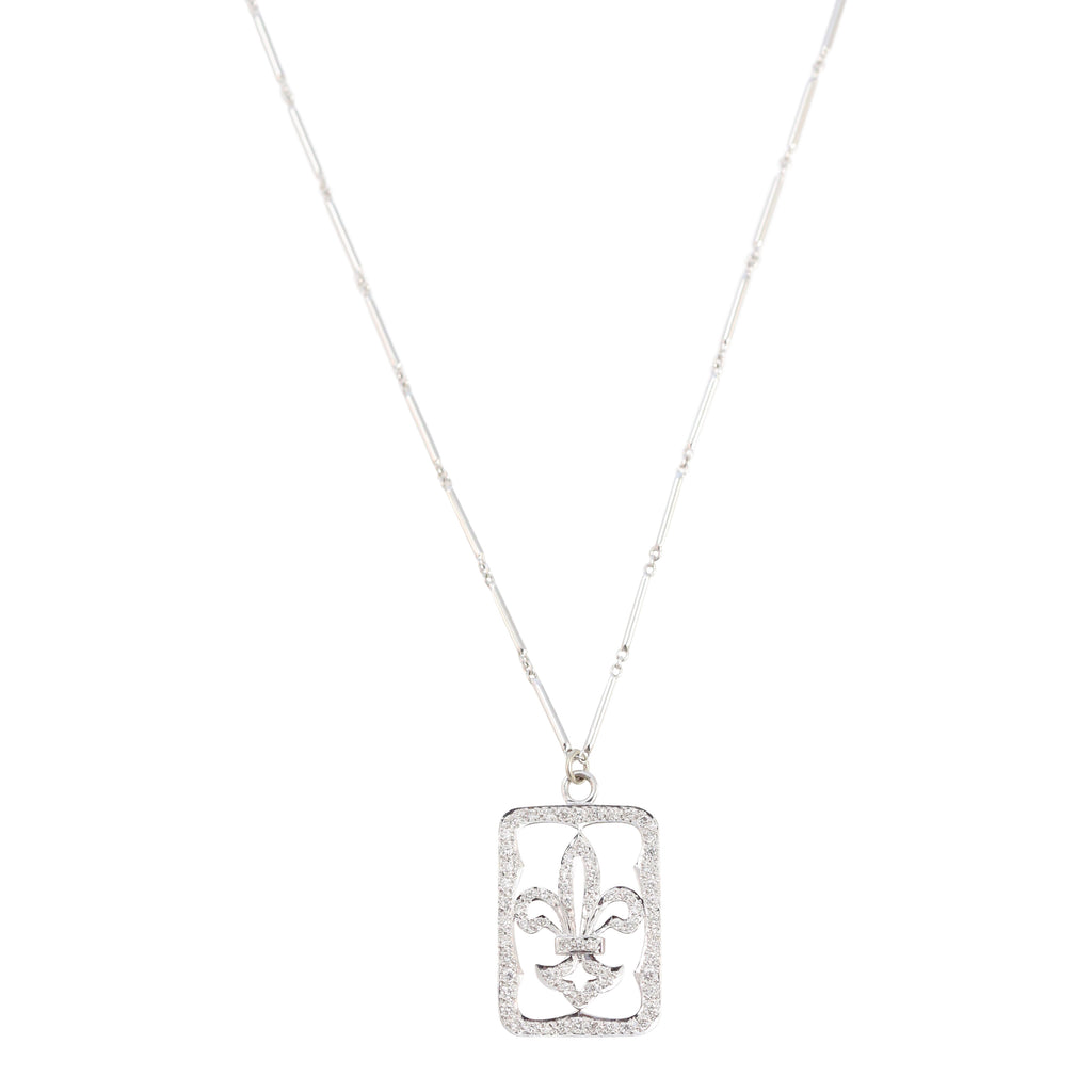 Necklace of Diamond Fleur-de-lys ID tag