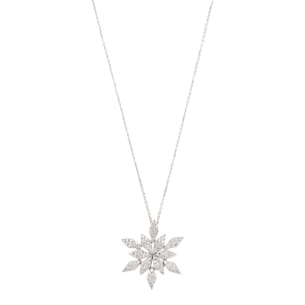 18k White Gold Diamond Snowflake Necklace