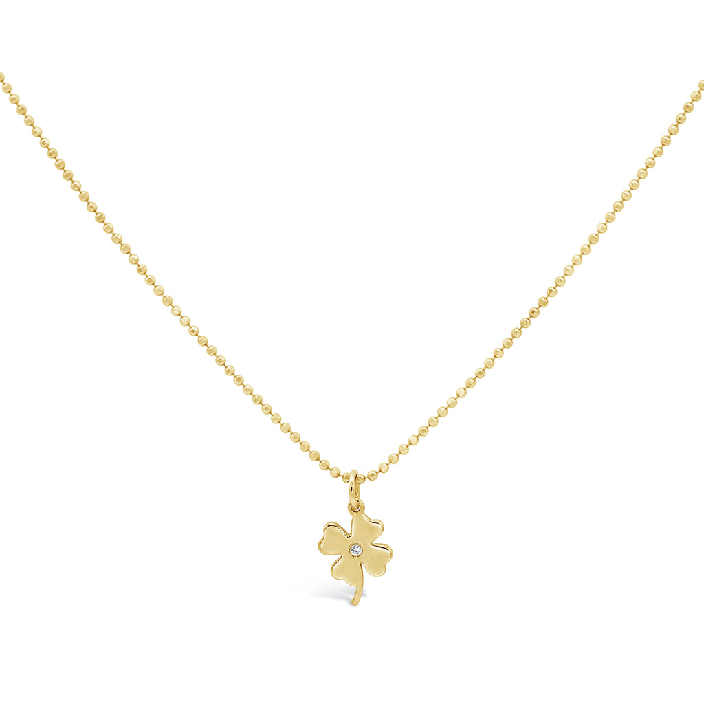 Lucky Clover 14k Diamond Charm Necklace