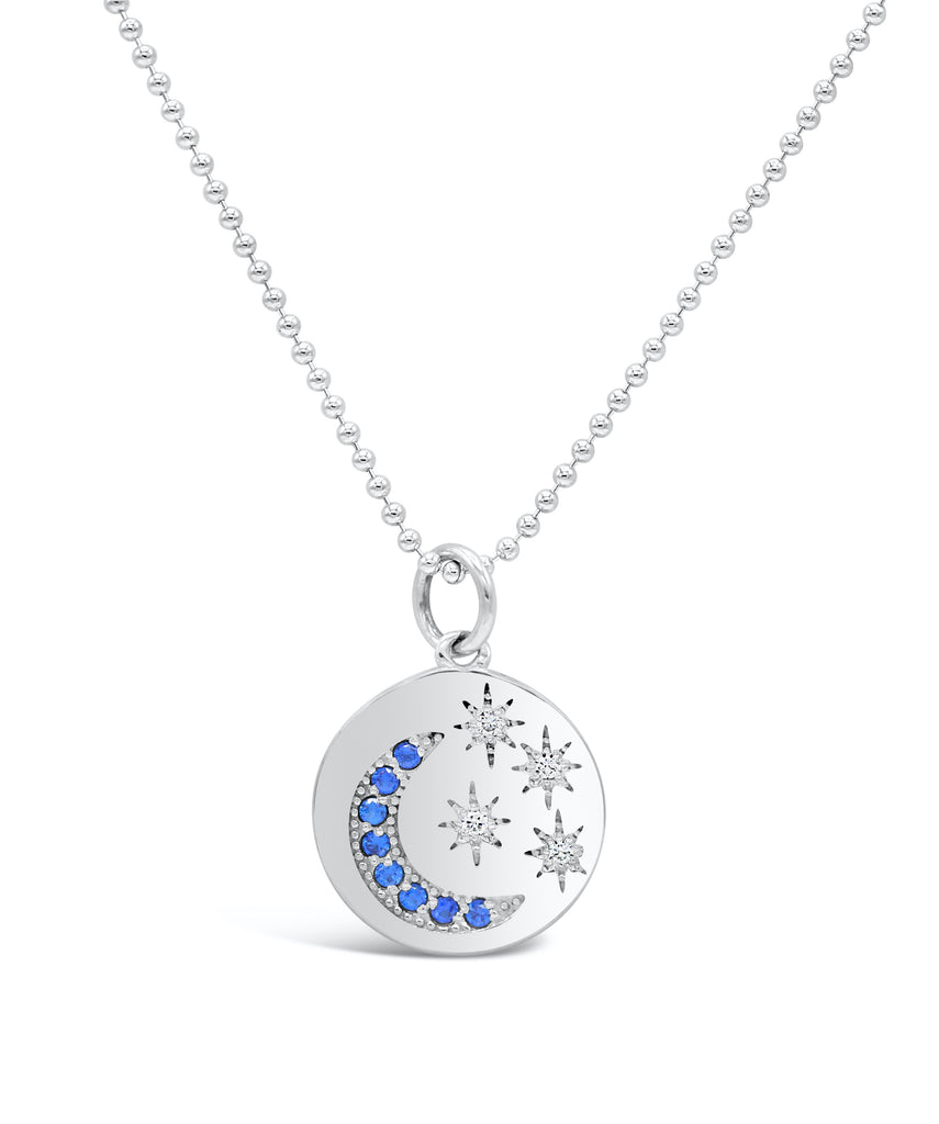 Starry Night Medallion Diamond and Blue Sapphire Necklace