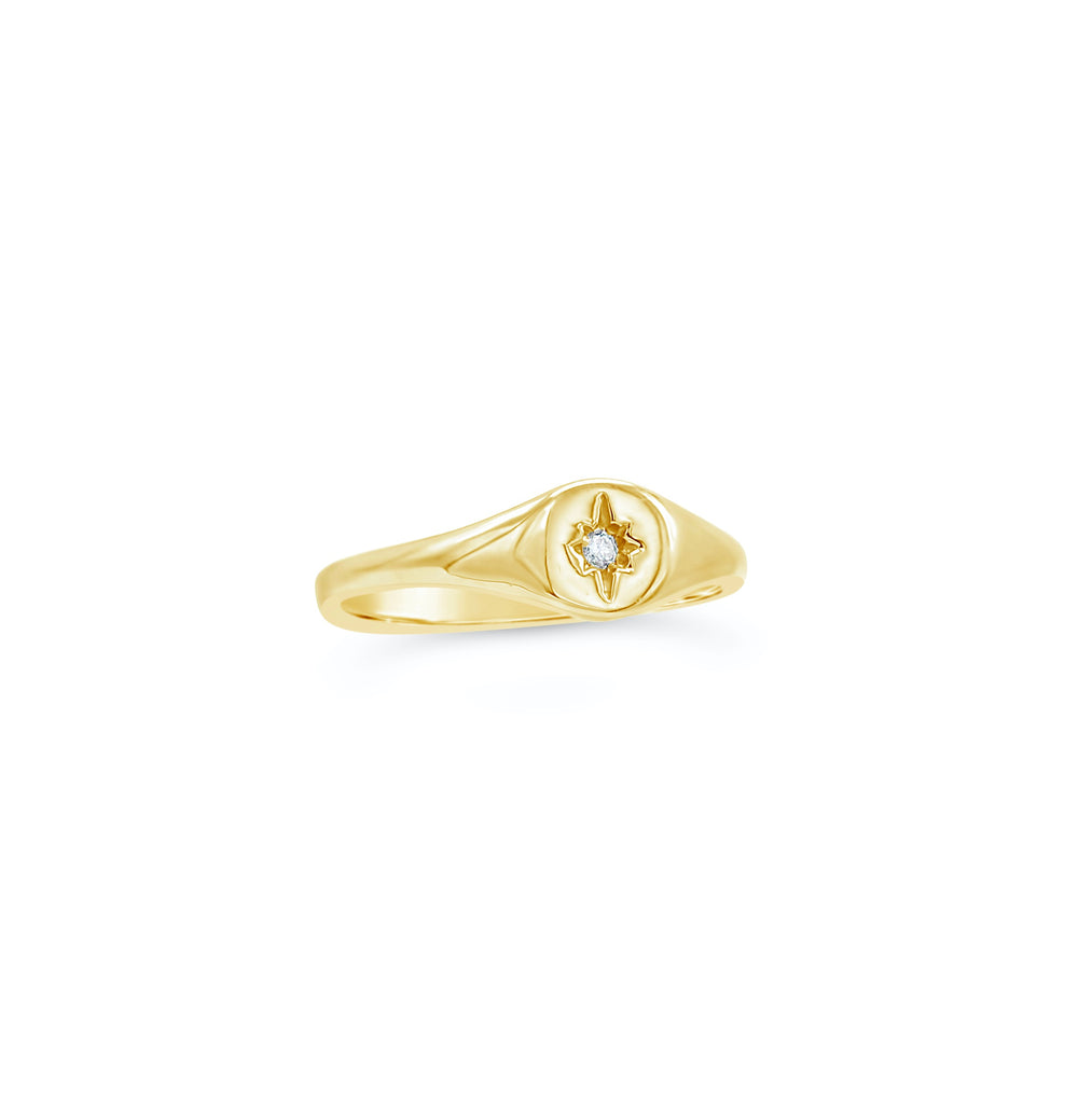 Starry Night Diamond 14k Starburst Signet Ring