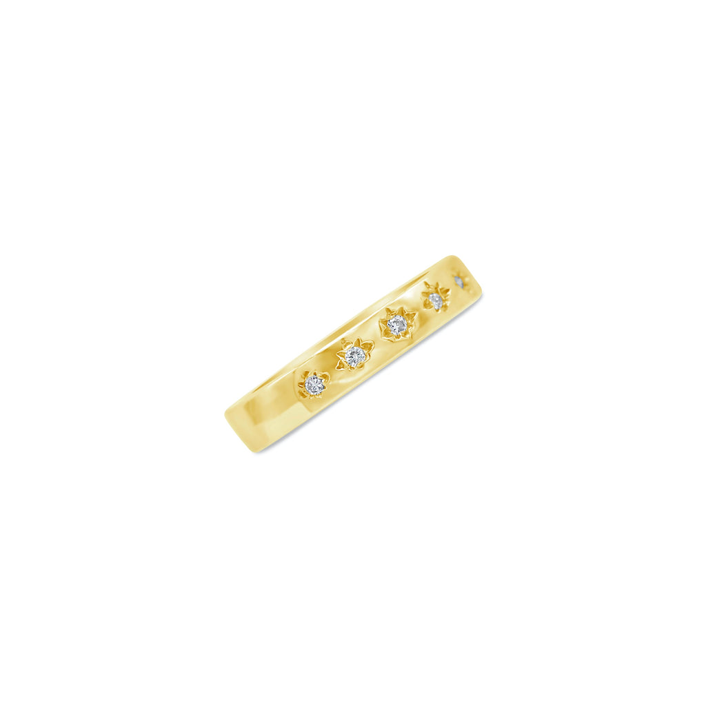 Starry Night Five Diamond 14k Starburst Band Ring