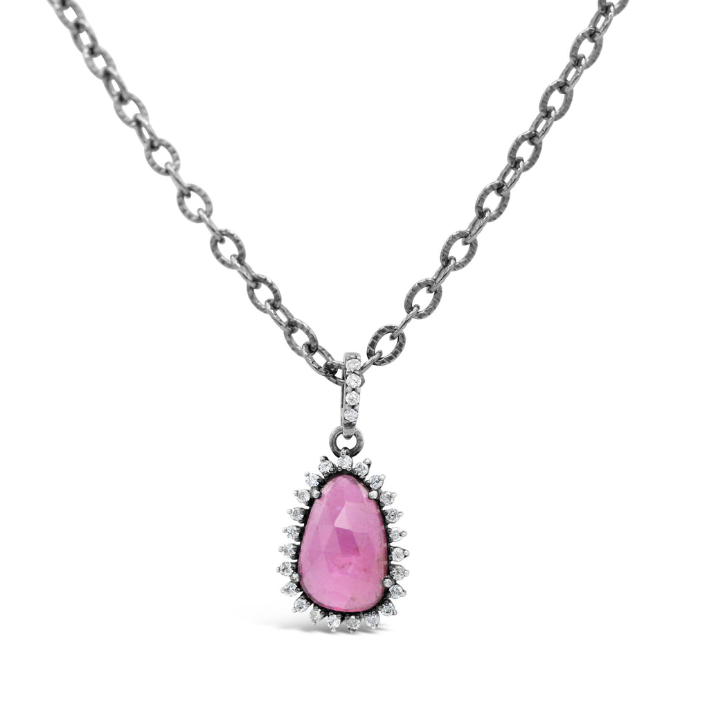 Pink Tourmaline Diamond Necklace