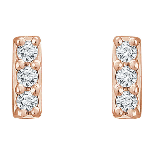 14k Mini Diamond Bar Studs