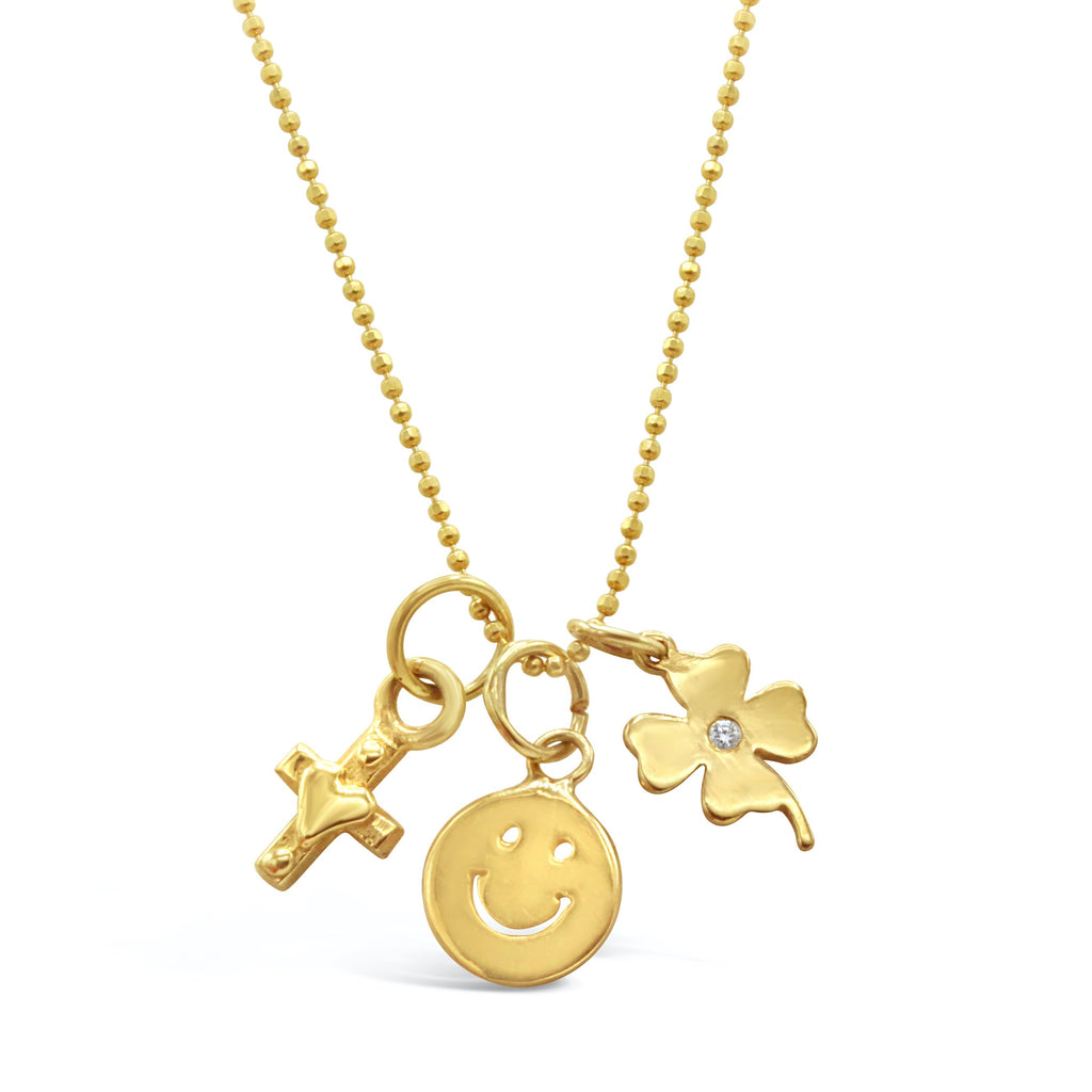 Triple Charm Smiley Face Necklace