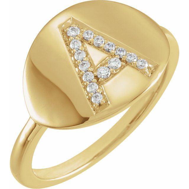 14K Yellow Gold Initial Diamond Ring