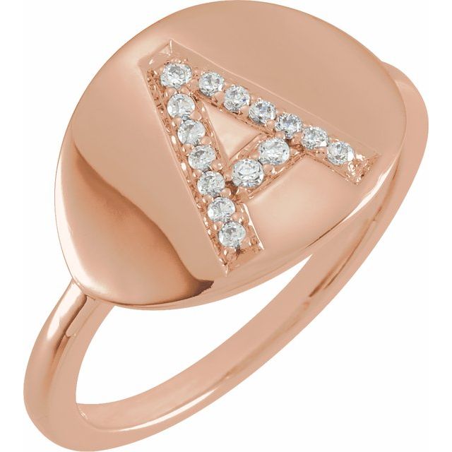 14K Rose Gold Initial Diamond Ring