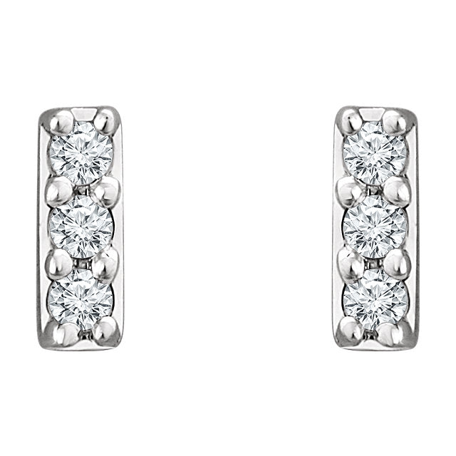 14k Mini Diamond Bar Studs