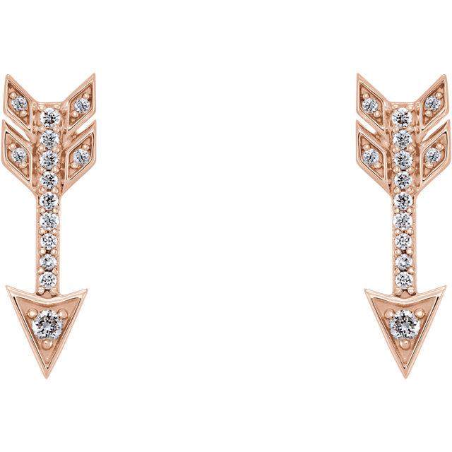 14k Diamond Arrow Studs