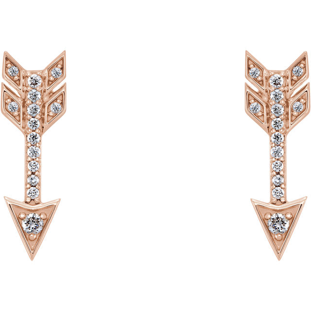 14k Diamond Arrow Studs