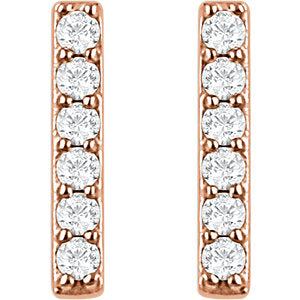 14k Diamond Bar Studs