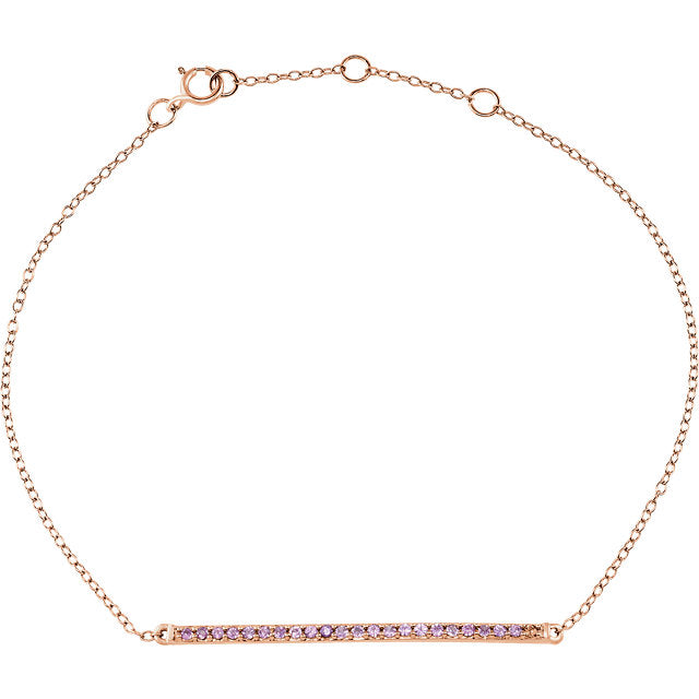 14k Pink Sapphire Bar Bracelet