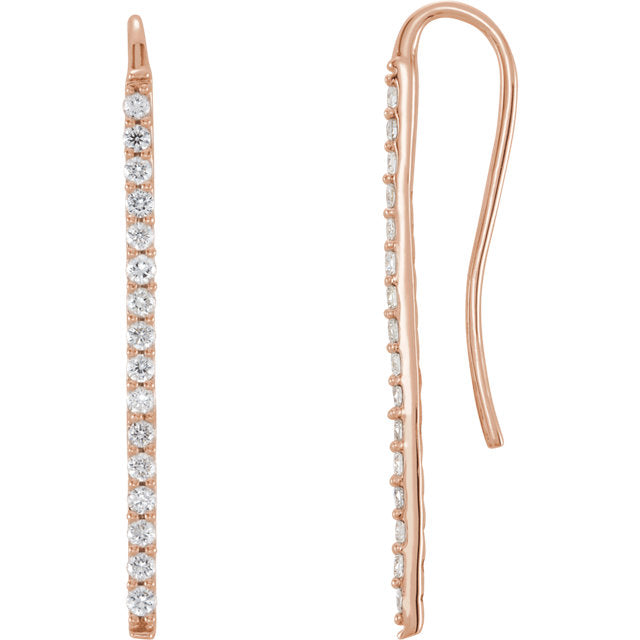 14k Diamond Bar Drop Earring