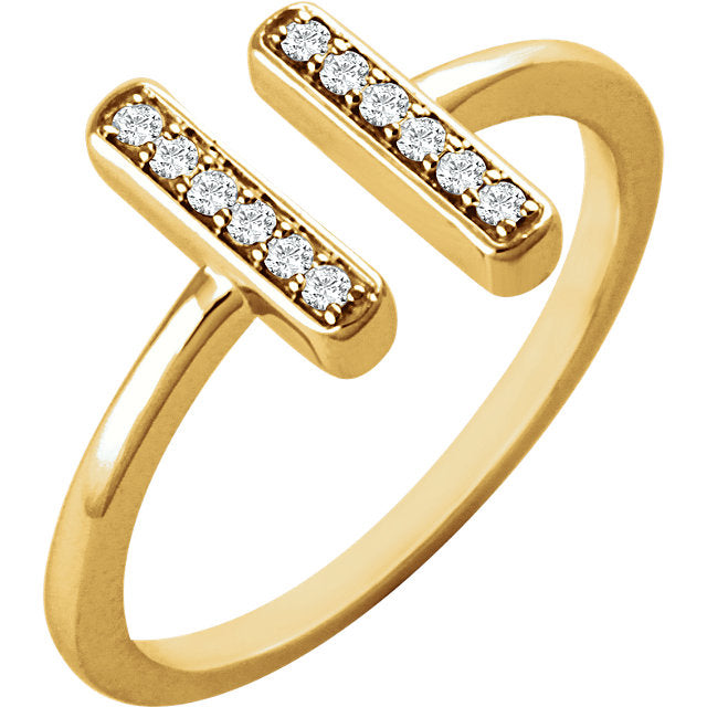 14k Double Bar Diamond Ring