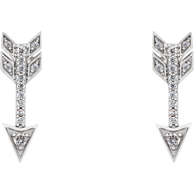 14k Diamond Arrow Studs