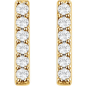 14k Diamond Bar Studs