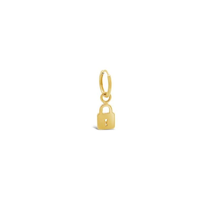 Solitaire Lock Charm Huggie