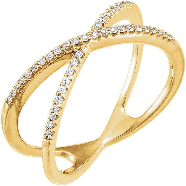 14k Diamond Criss Cross Ring