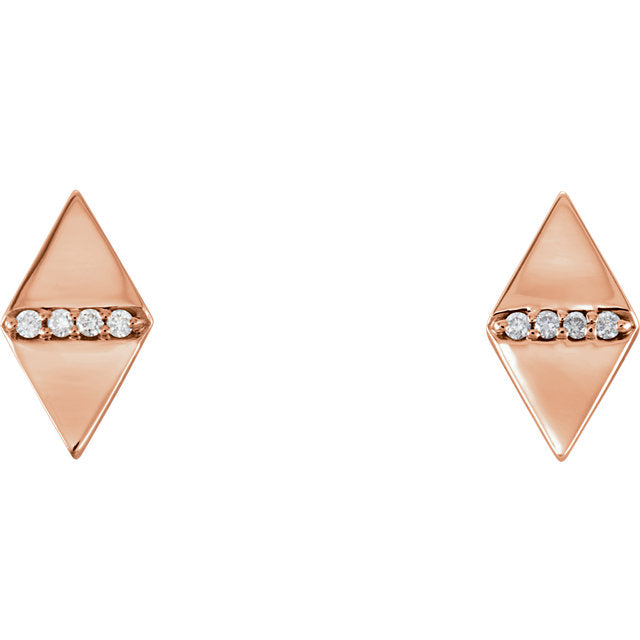 14k Diamond Geometric Triangle Studs