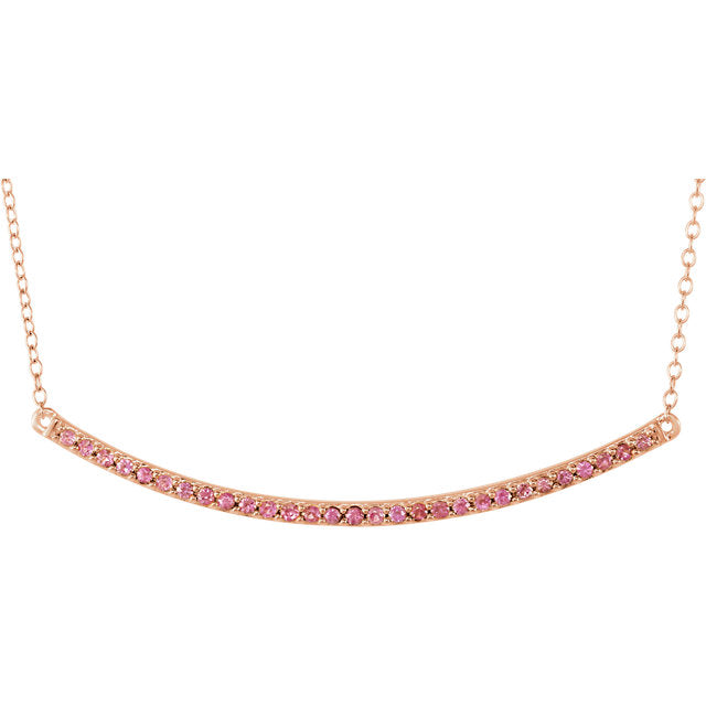 Necklace of 14k Pink Sapphire Bar