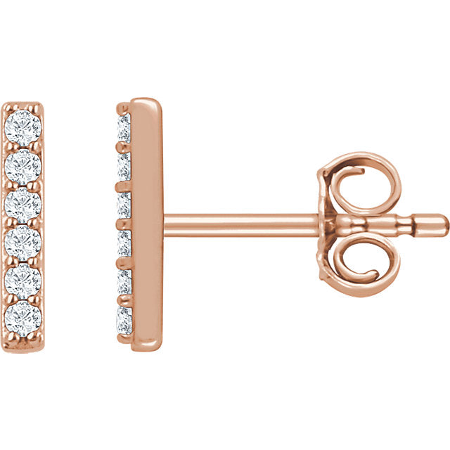 14k Diamond Bar Studs