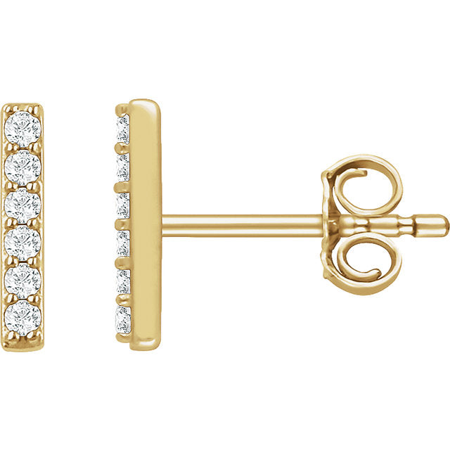 14k Diamond Bar Studs