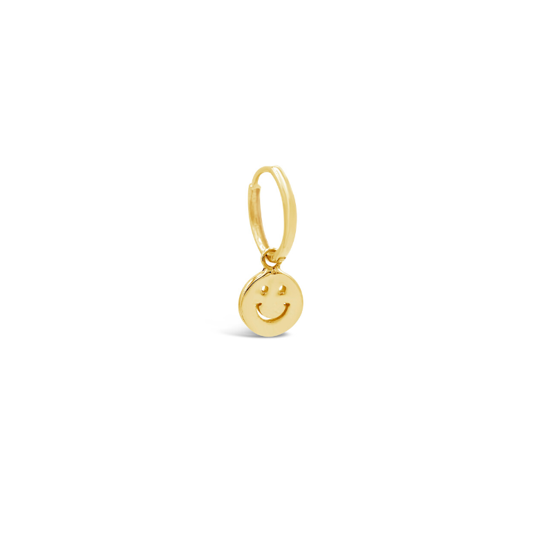 Solitaire Smiley Face Charm Huggie