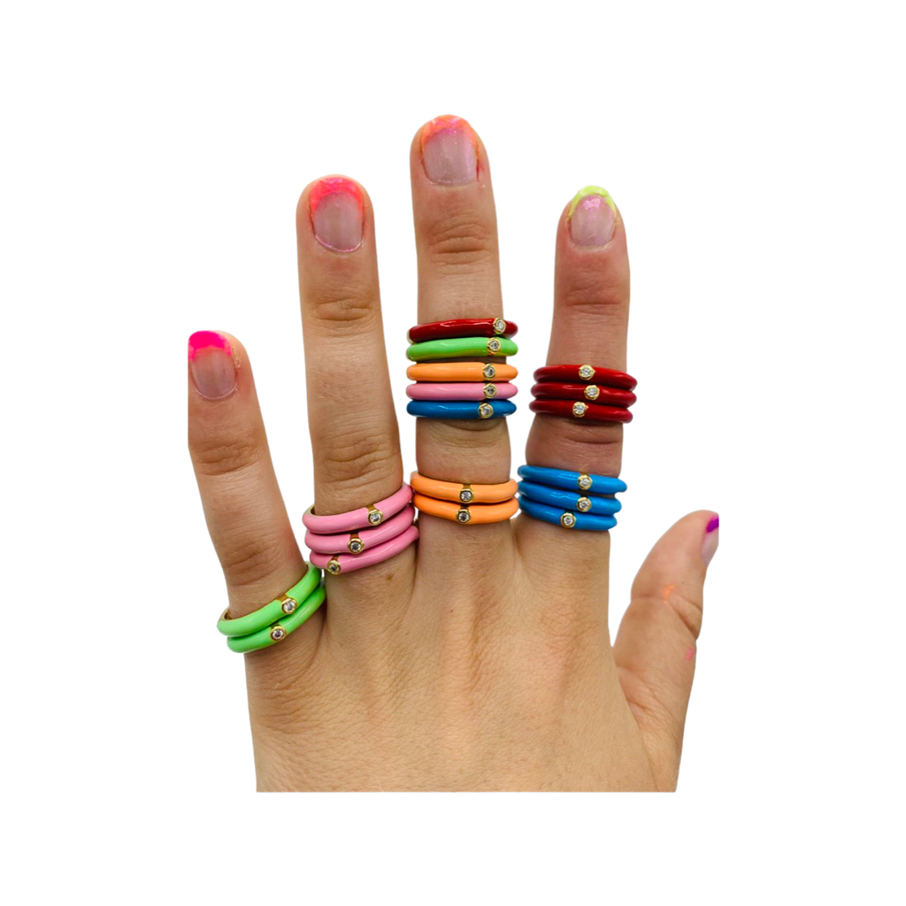 Enamel single band stacking rings