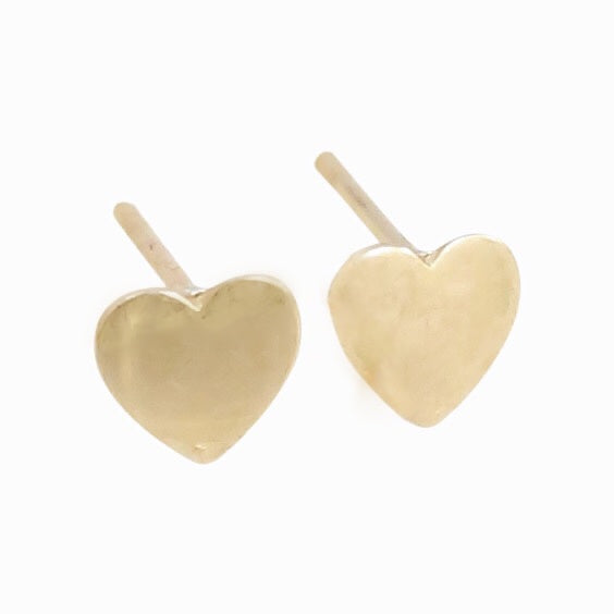 14k Yellow Gold Heart Shaped Studs