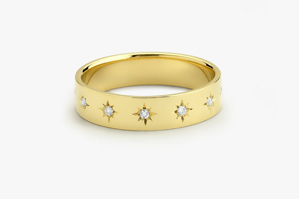 Starry Night Five Diamond 14k Starburst Band Ring