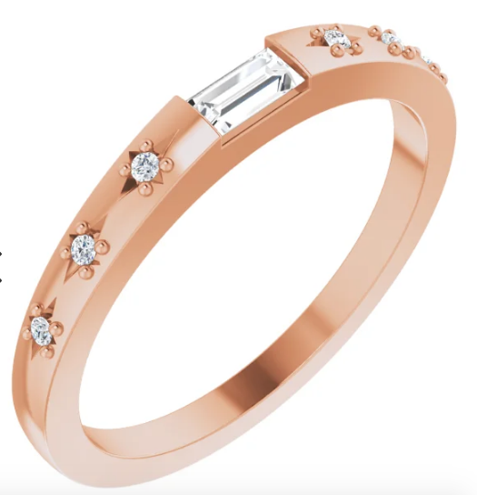 14K 1/8 CTW Diamond Stackable Ring available in Rose gold, Yellow Gold and White Gold