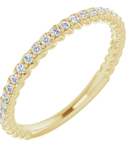 14K Ring  1/4 CTW Diamond Rope Anniversary Band in White Gold, Yellow Gold and Rose Gold