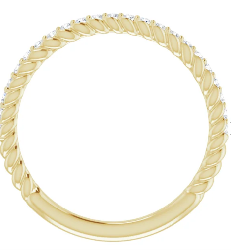14K Ring  1/4 CTW Diamond Rope Anniversary Band in White Gold, Yellow Gold and Rose Gold