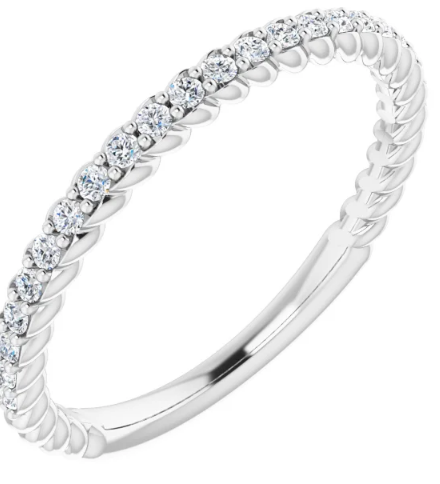 14K Ring  1/4 CTW Diamond Rope Anniversary Band in White Gold, Yellow Gold and Rose Gold