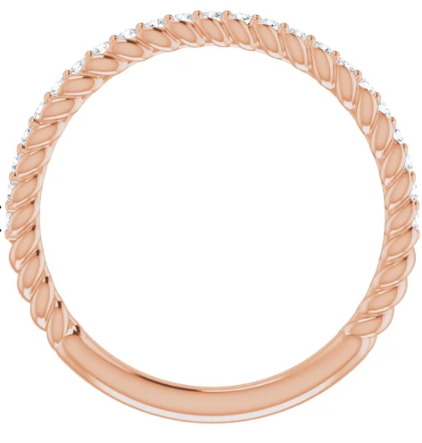 14K Ring  1/4 CTW Diamond Rope Anniversary Band in White Gold, Yellow Gold and Rose Gold