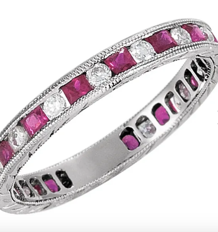 14K  Ring White Gold Ruby & 1/4 CTW Diamond Eternity Band