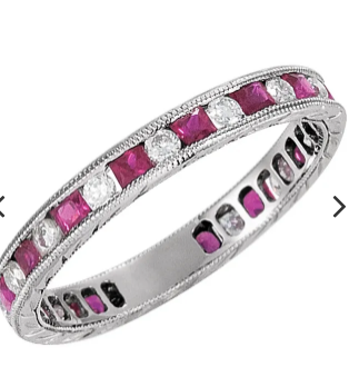 14K  Ring White Gold Ruby & 1/4 CTW Diamond Eternity Band