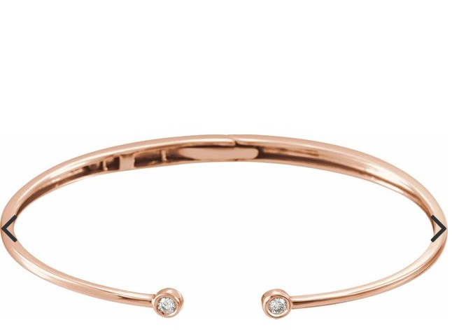 14K Yellow, white or Rose gold  1/6 CTW Diamond Hinged Cuff Bracelet