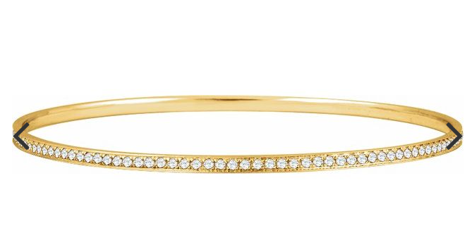 14K Yellow 1 1/2 CTW Diamond Bangle Bracelet 7"