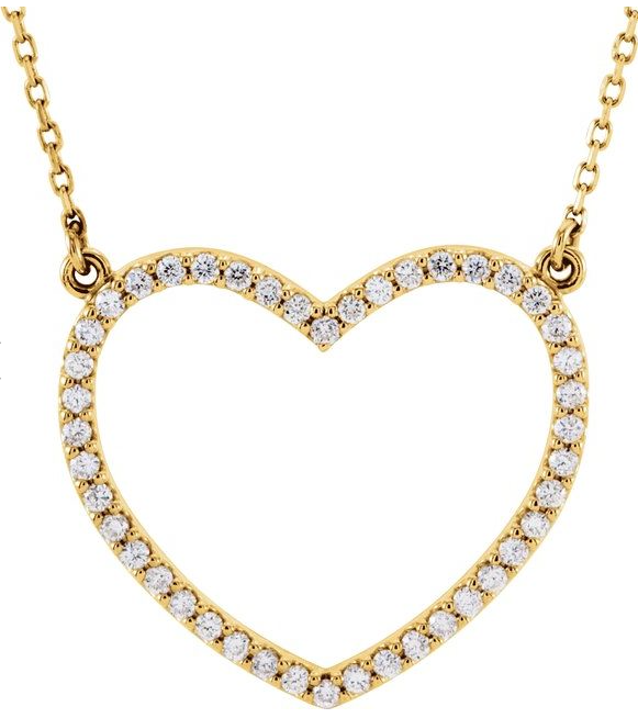 14K yellow gold or rose gold  1/3 CTW Diamond Petite Heart 16" Necklace Item