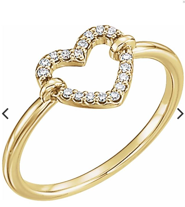 gold,yellow gold,white gold,rose gold .07 CTW Diamond Heart Ring