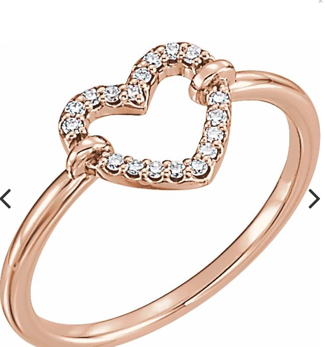 gold,yellow gold,white gold,rose gold .07 CTW Diamond Heart Ring