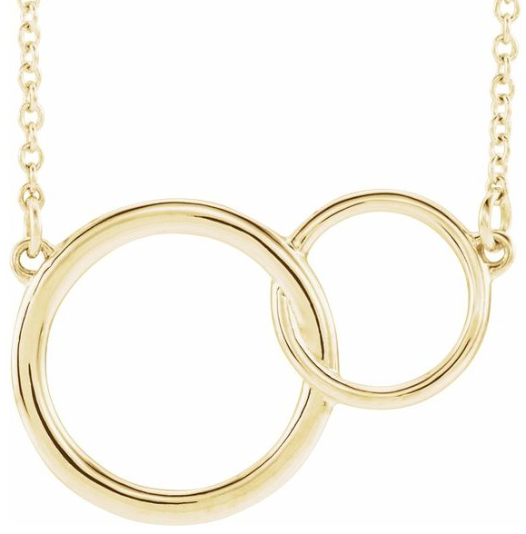 14K Yellow 20x14 mm Interlocking Circle 16-18" Necklace