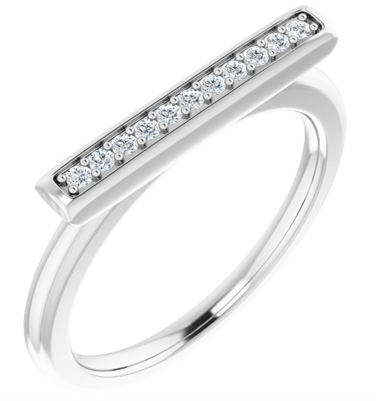 14K Yellow, rose or white gold  1/10 CTW Diamond Bar Ring