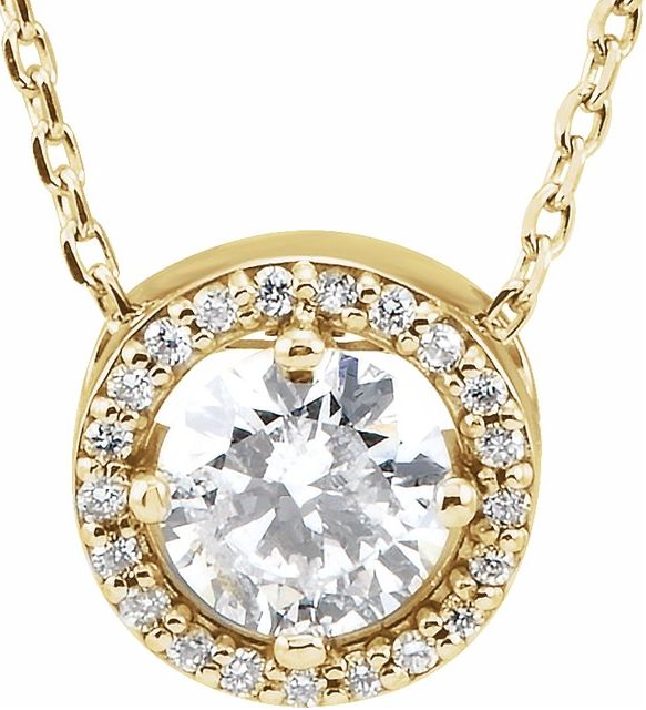 14K Yellow 1/2 CTW Diamond Halo-Style 16" Necklace