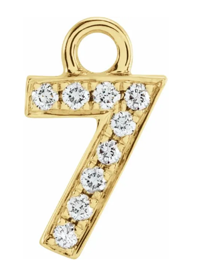 Diamond Number Charms: 1 - 9 Available in Yellow, White and Rose Gold