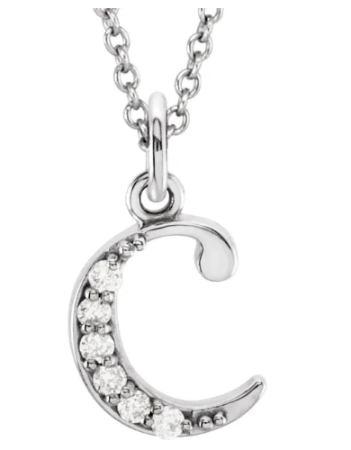 A-Z Lower Case Diamond Initial Necklace available in Yellow, White and Rose Gold