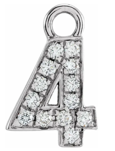 Diamond Number Charms: 1 - 9 Available in Yellow, White and Rose Gold