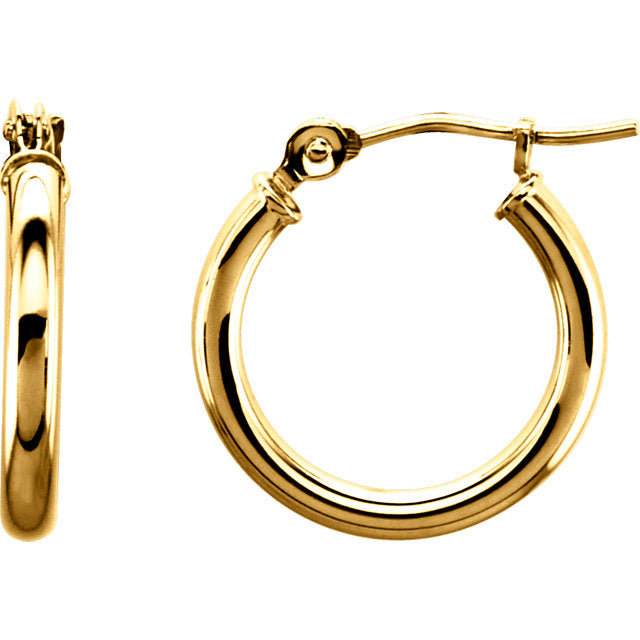 14K 15mm Tube Hoop Earrings