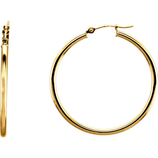 14K 34mm Tube Hoop Earrings